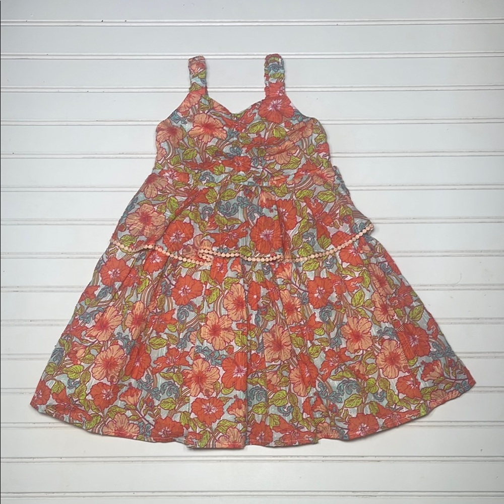 SHABBY CHIC NWT 100% Cotton Hibiscus Tropical Floral Print Lined Dress